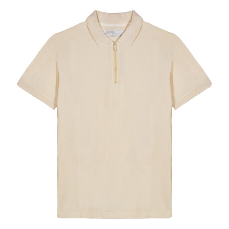 Pivot Vertical Ottoman SS Zip Polo // Oat (S)