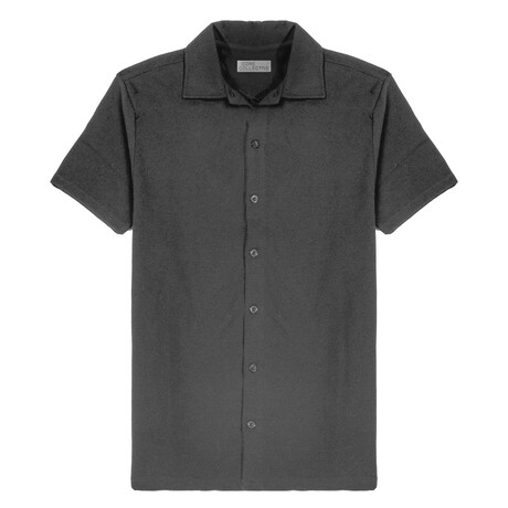 Horizon Ottoman Button Down SS Shirt // Charcoal (S)