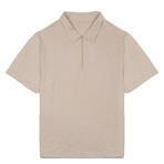 Streetlight Seersucker SS Zip Polo // Natural/Cream (S)