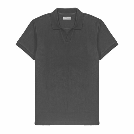 Pivot Vertical Ottoman SS V-Neck Polo // Charcoal (S)