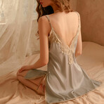 Madeline Satin + Lace Lingerie Set // Sky Blue // Set of 3 (M)