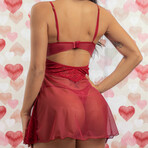 Ramona Sheer Babydoll Set // Red // Set of 2 (L)