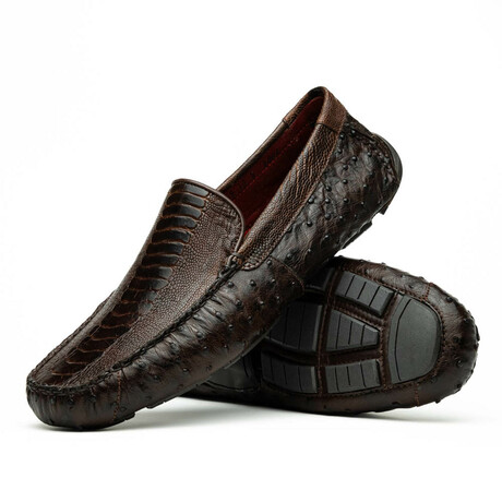 Alba // Ostrich Leg Leather Drivers // Tabacco (US: 7)