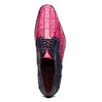 Pissa // Caiman + Belly Lizard Ring Leather Derbys // Pink + Purple (US: 8.5)