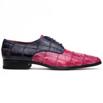 Pissa // Caiman + Belly Lizard Ring Leather Derbys // Pink + Purple (US: 8.5)