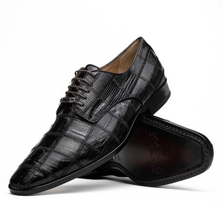 Pissa // Caiman + Belly Lizard Ring Leather Derbys  // Brown (US: 7)