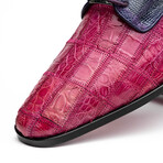 Pissa // Caiman + Belly Lizard Ring Leather Derbys // Pink + Purple (US: 8.5)