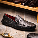 Bolonia // Ostrich Leg Leather Drivers // Black (US: 7)