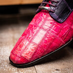 Pissa // Caiman + Belly Lizard Ring Leather Derbys // Pink + Purple (US: 8.5)