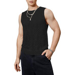Sleeveless Crochet Knit Tank Top // Black (L)