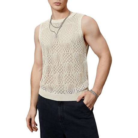 Sleeveless Crochet Knit Tank Top // Apricot (XS)
