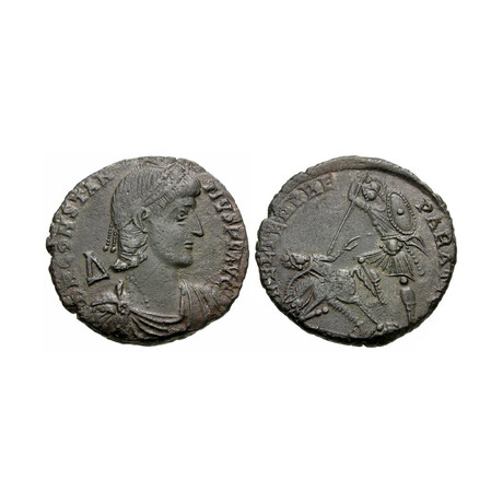 Roman Soldier Spearing Barbarian Horseman // 351-354 AD Coin