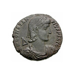 Roman Soldier Spearing Barbarian Horseman // 351-354 AD Coin