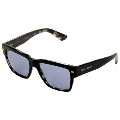 Dolce & Gabbana // Men's DG4431-34031U-55 // Black On Grey Havana + Light Blue Mirror Silver