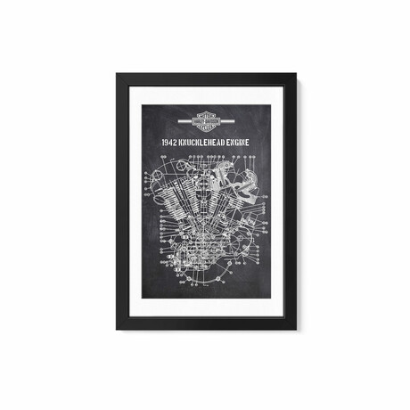 1942 Knucklehead Engine by Joseph Fernando (24"H x 16"W x 1"D)