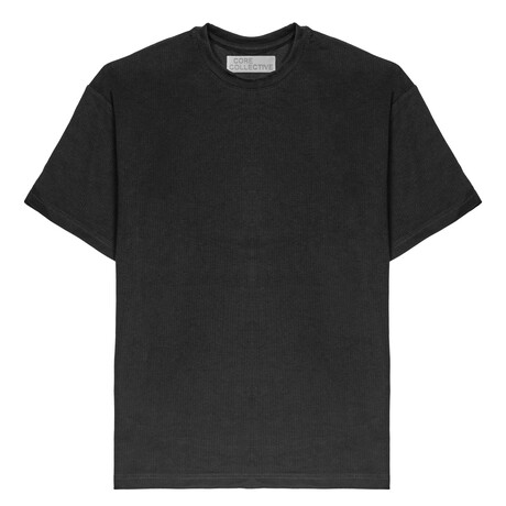 Concrete Jungle Flatback Ribbed Short Sleeve Shirt // Black (S)