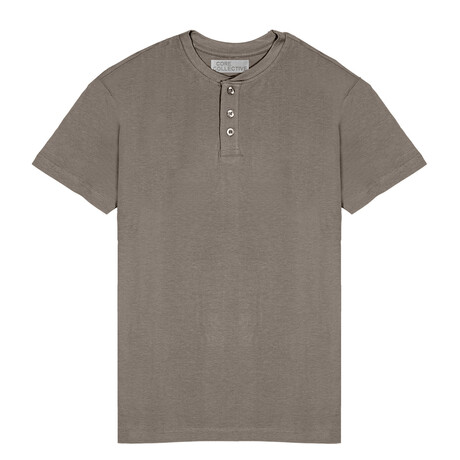 Prime Luxury Classic Fit Henley Short Sleeve Shirt // String (S)