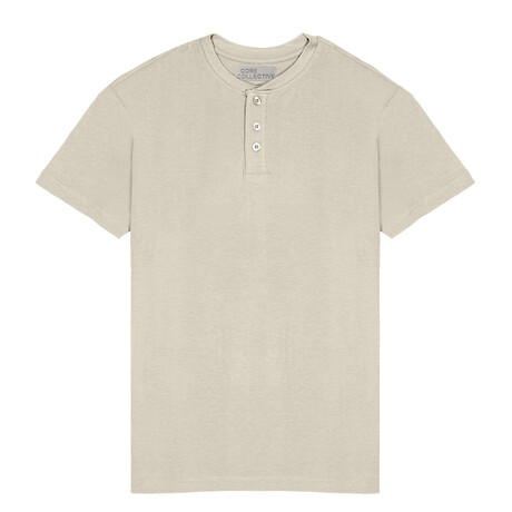 Prime Luxury Classic Fit Henley Short Sleeve Shirt // Oatmeal (S)