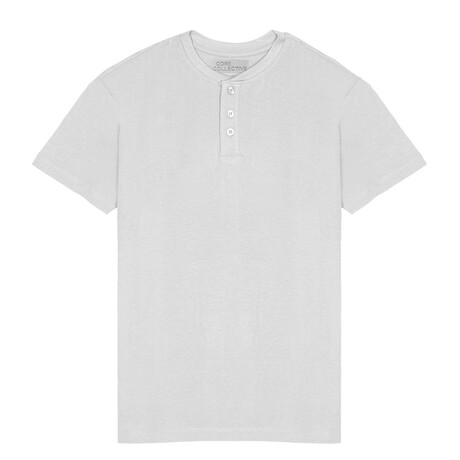 Prime Luxury Classic Fit Henley Short Sleeve Shirt // White (S)