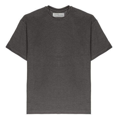 Concrete Jungle Flatback Ribbed Short Sleeve Shirt // Charcoal (S)