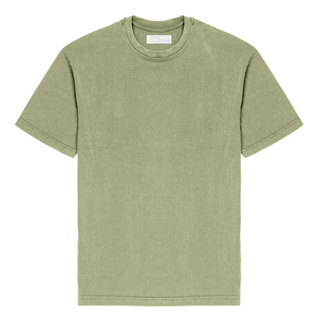 Asphalt Drop Shoulder Overdye Wash Short Sleeve Shirt // Sage (S)
