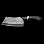 Damascus Cleaver Knife // Premium Wood // 4.75"