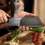 Damascus Cleaver Knife // Premium Wood // 4.75"