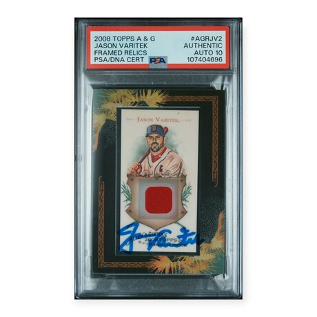 Jason Varitek // 2008 Topps A&G Framed Relics // Game Worn Memo // PSA 10 Grade