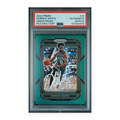 Derrick White // 2022 Panini Prizm Green // Signed // PSA 9 Auto Grade