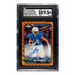 Ladd McConkey // 2024 Chrome Orange Wave Auto #16/25 RC // SGC 9.5/10 Auto
