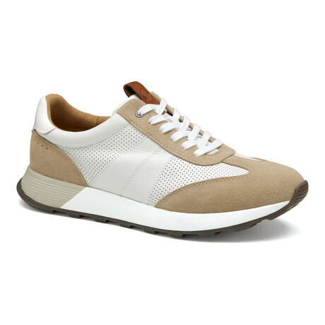 Kinnon T-Toe Suede & Leather Sneakers // Sand + White (8)