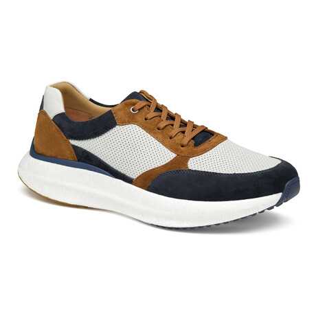 Briley Perfed Jogger Suede & Leather Sneakers // Navy + Tan (8)