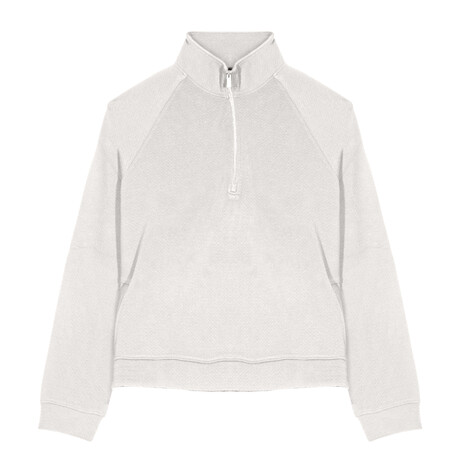 Skyline Textured Knit ¼ Zip Mockneck Pullover // Ecru (S)
