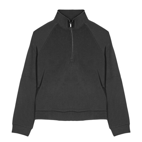 Skyline Textured Knit ¼ Zip Mockneck Pullover // Black (S)