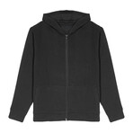 Skyline Textured Knit Zip Up Hoodie // Black (2XL)