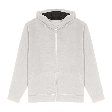 Skyline Textured Knit Zip Up Hoodie // Ecru (S)