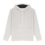 Skyline Textured Knit Zip Up Hoodie // Ecru (XL)