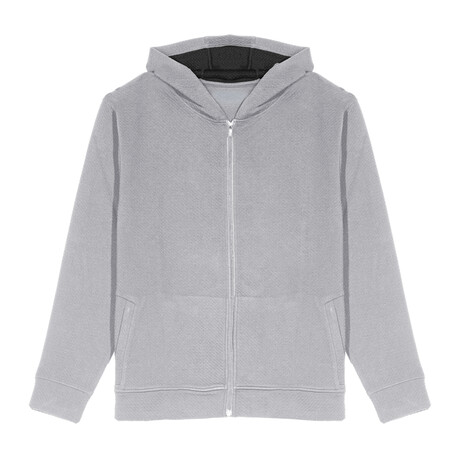 Skyline Textured Knit Zip Up Hoodie // Gray Mix (S)