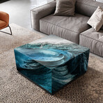 Sapphire Sea Art Glass Cocktail Table & Lamp Table // Set of 2