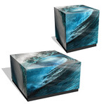Sapphire Sea Art Glass Cocktail Table & Lamp Table // Set of 2