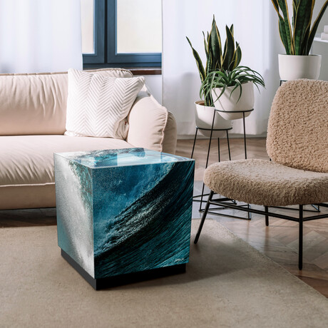 Sapphire Sea Art Glass Cocktail Table