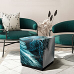 Sapphire Sea Art Glass Cocktail Table