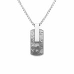 Duxot Atlantica Stainless Steel + Meteorite Dog Tag Necklace // 25.6"