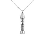 Duxot Marcel Stainless Steel + Muonionalusta Meteorite Drops Pendant Necklace // 25.6"