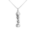 Duxot Marcel Stainless Steel + Campo Meteorite Dust Pendant Necklace // 25.6"