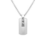 Duxot Accelero Stainless Steel + Meteorite Dog Tag Necklace // 25.6"