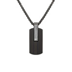 Duxot Atlantica IP Black-Plated Stainless Steel + Ebony Wood + Meteorite Dog Tag Necklace // 25.6"