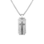 Duxot Marcel Stainless Steel + Argent Meteorite Dog Tag Necklace // 25.6"