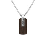 Duxot Accelero Stainless Steel + Ebony Wood + Meteorite Dog Tag Necklace // 25.6"