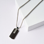 Duxot Accelero Stainless Steel + Ebony Wood + Meteorite Dog Tag Necklace // 25.6"